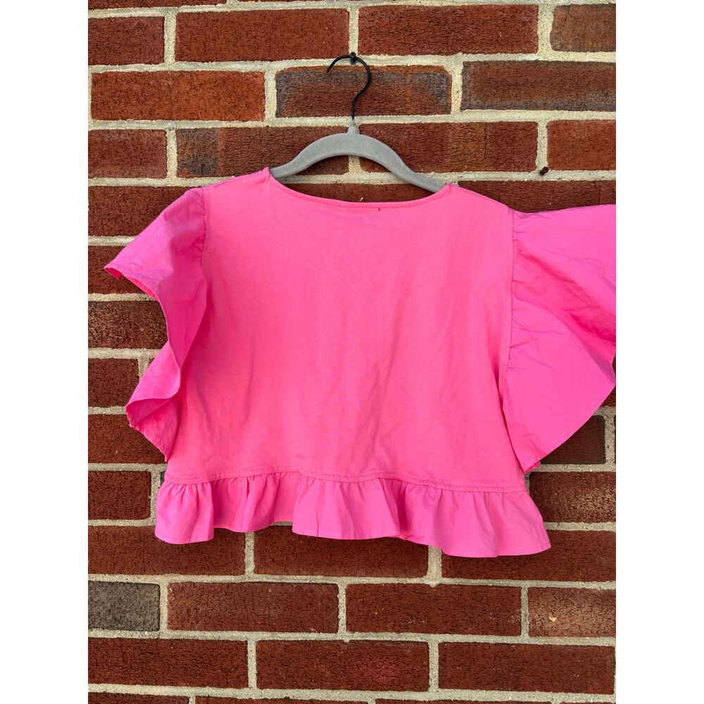 NWT Zara Girls Pink Flutter Sleeve Ruffle Hem Top Size 11-12 Years 152cm - Picture 8 of 8